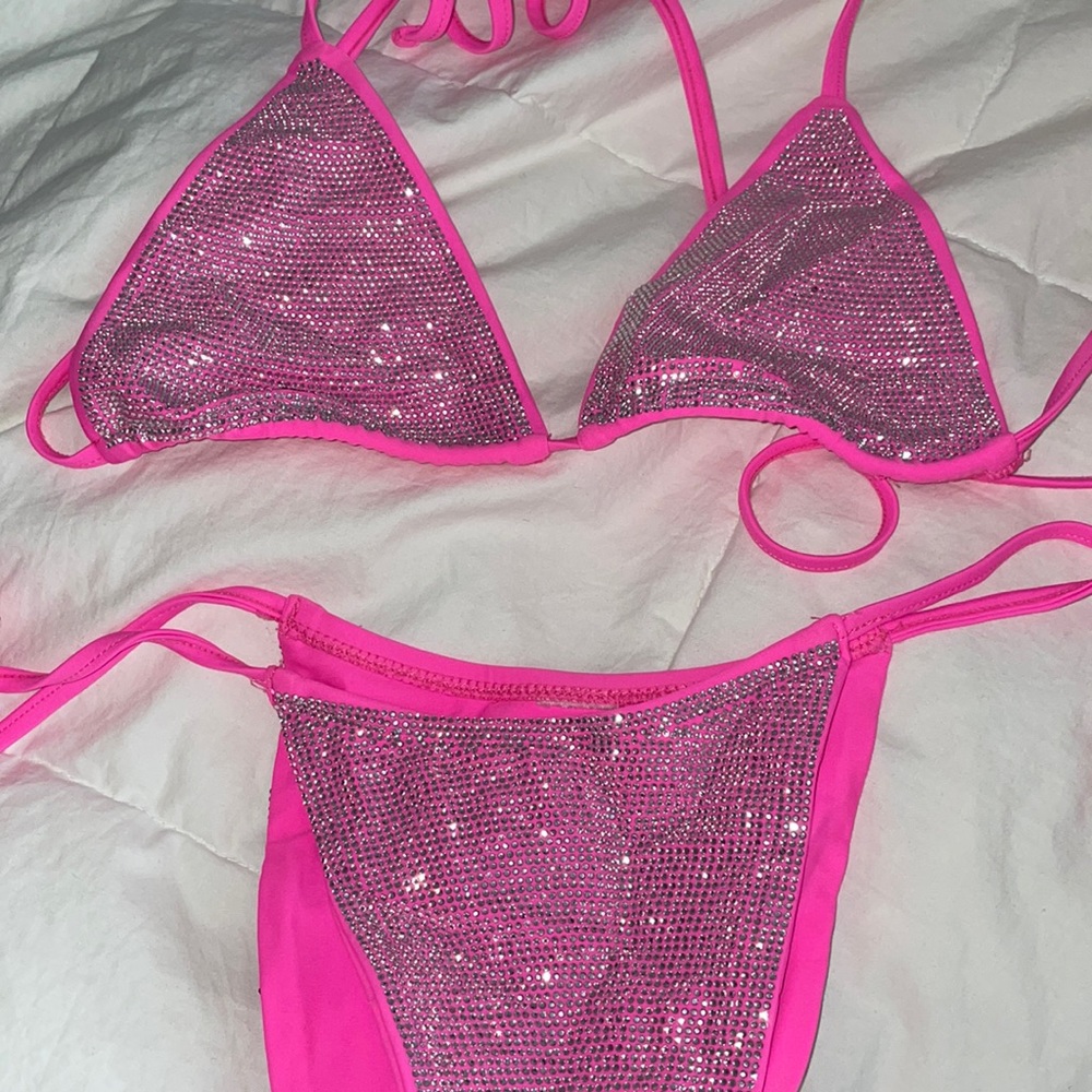 Sequin pink bikini from Fashion Nova size large